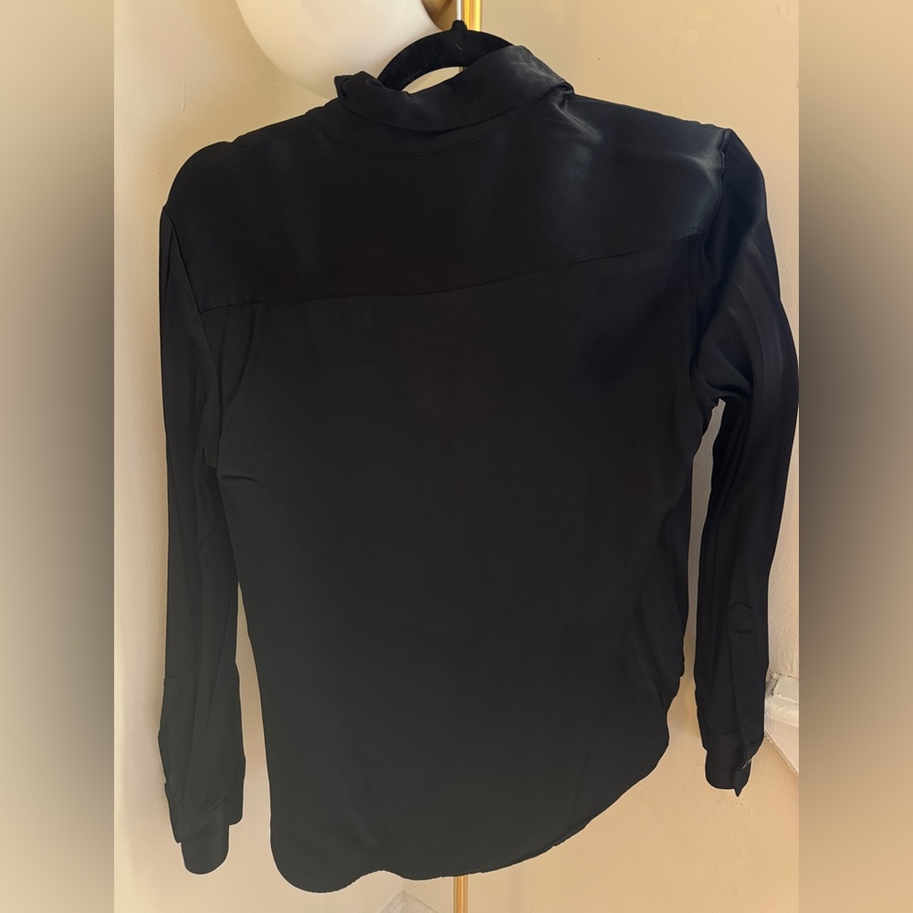 Zara Black Satin Button down shirt- small - Picture 2 of 4